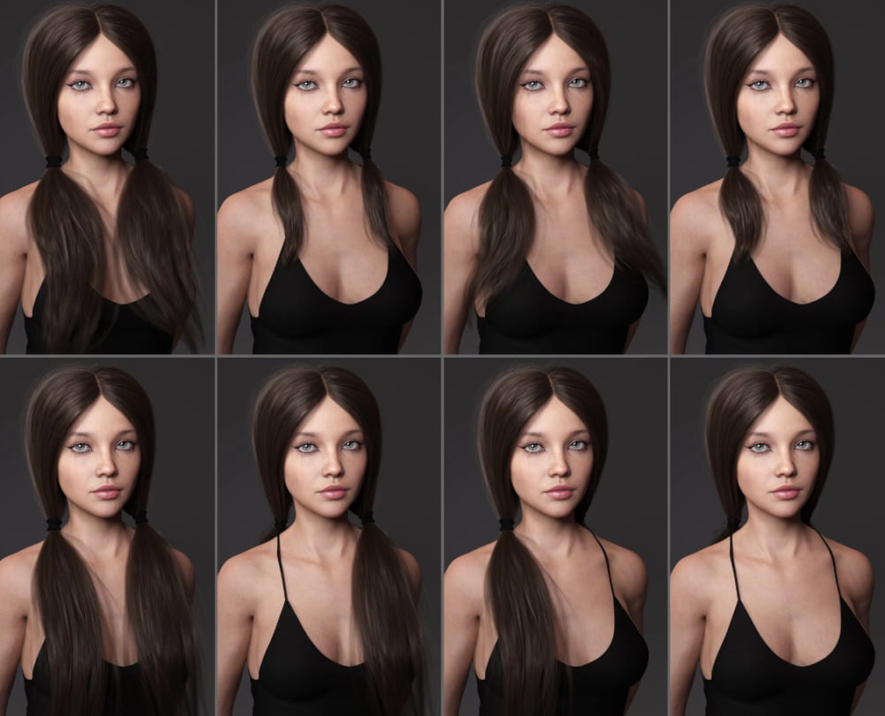 Loose Pigtails Hair for Genesis 3 and 8 Female(s)