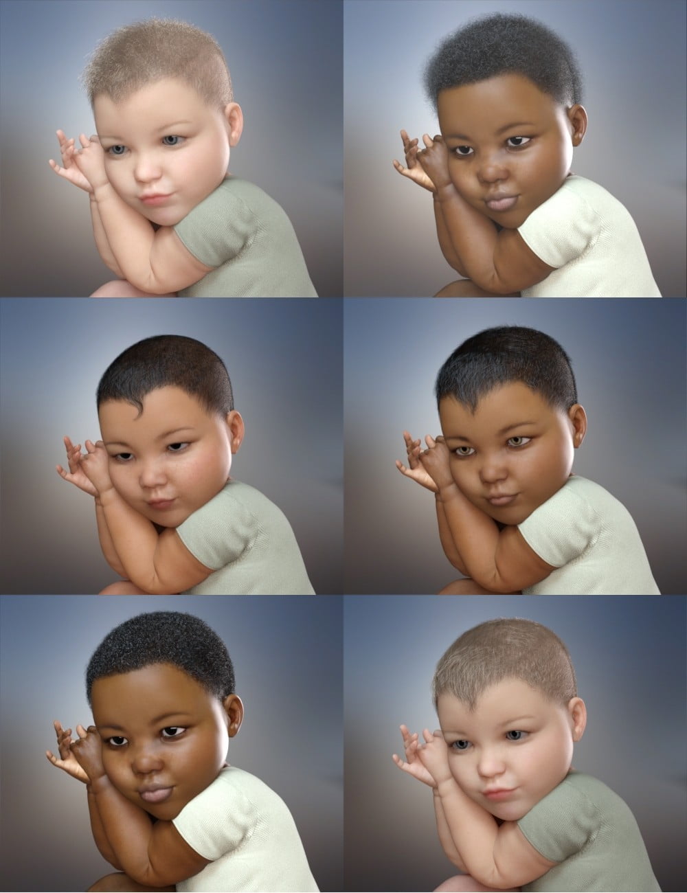 Small World Baby Locks Hair for Genesis 3 and 8