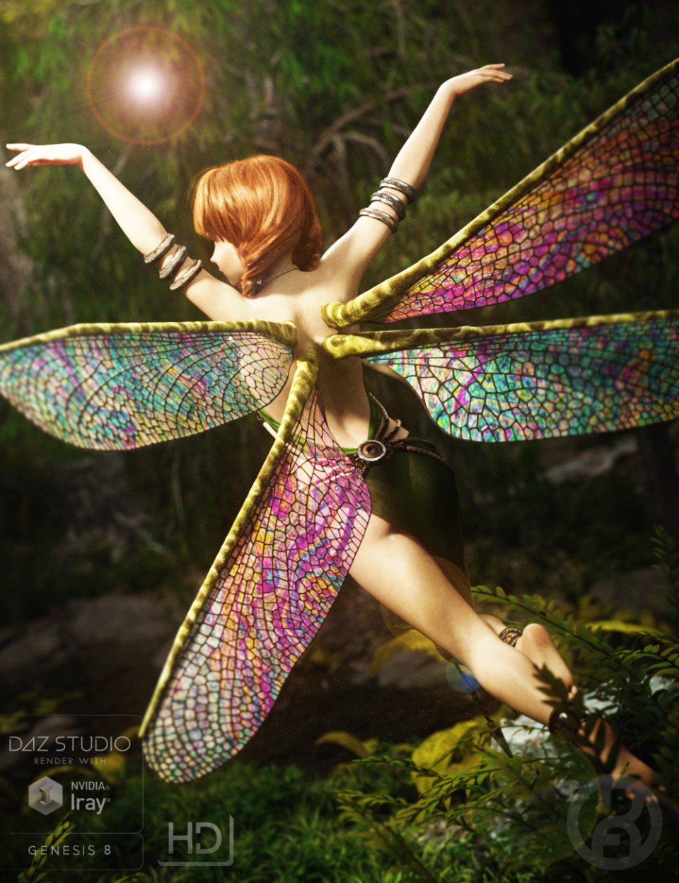 Natural Fae Wings for Genesis 8