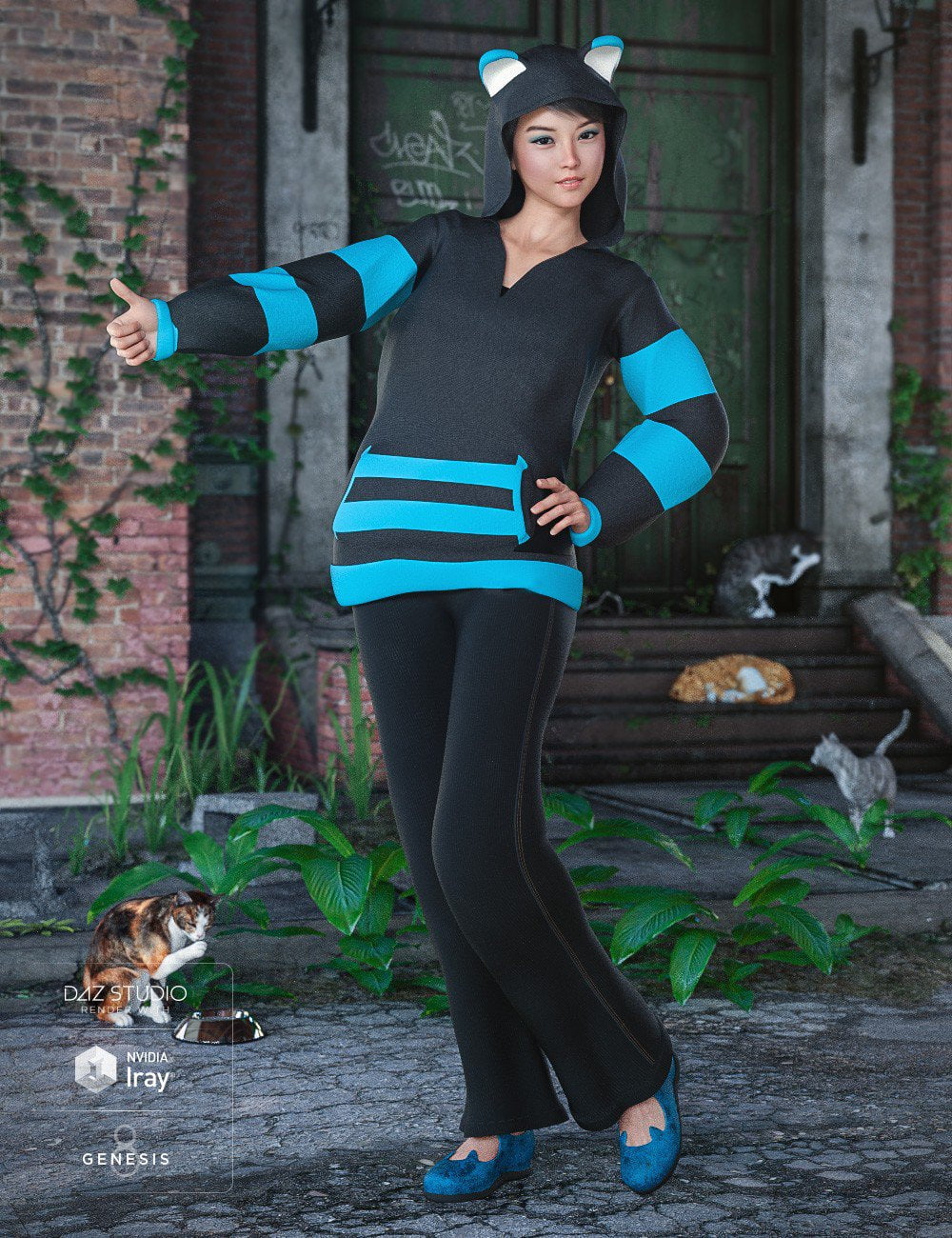 Casual Kitty Set for Genesis 8 Female(s)