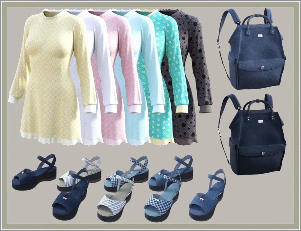 dForce Everyday Girly Outfit for Genesis 8 Female(s)