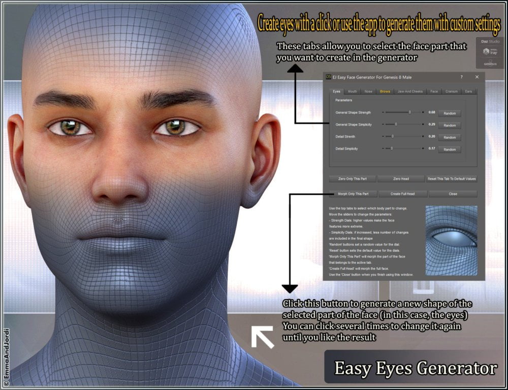 EJ Easy Face Generator For Genesis 8 Male(s)