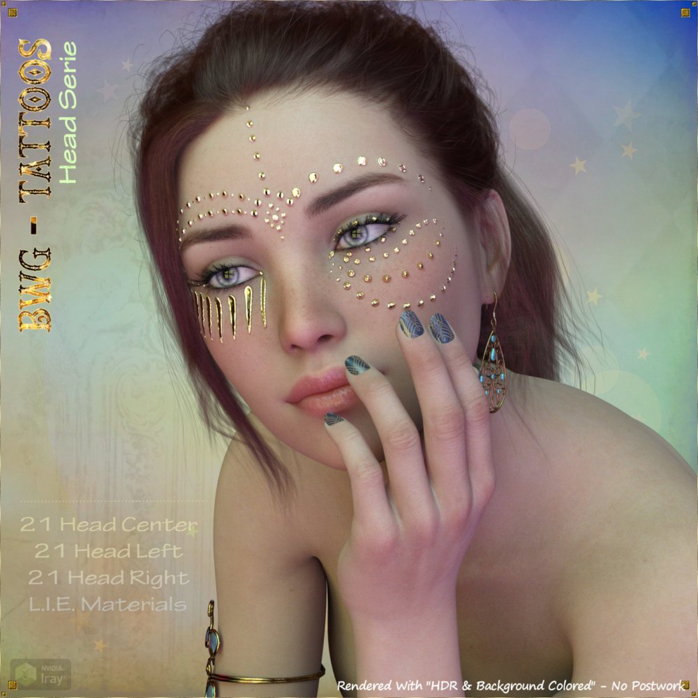 BWG - Tattoos, Head Serie for G3-G8 - DAZ Studio