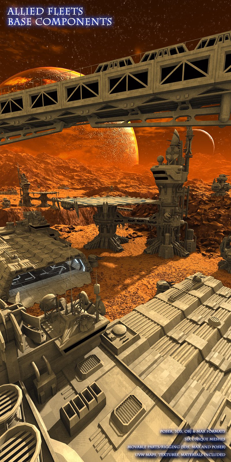 Allied Fleets Base Components - Poser,OBJ,3DS,MAX