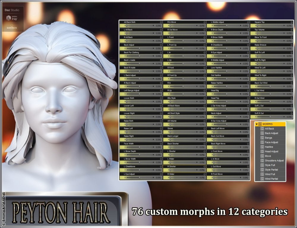 Peyton Hair for Genesis 8