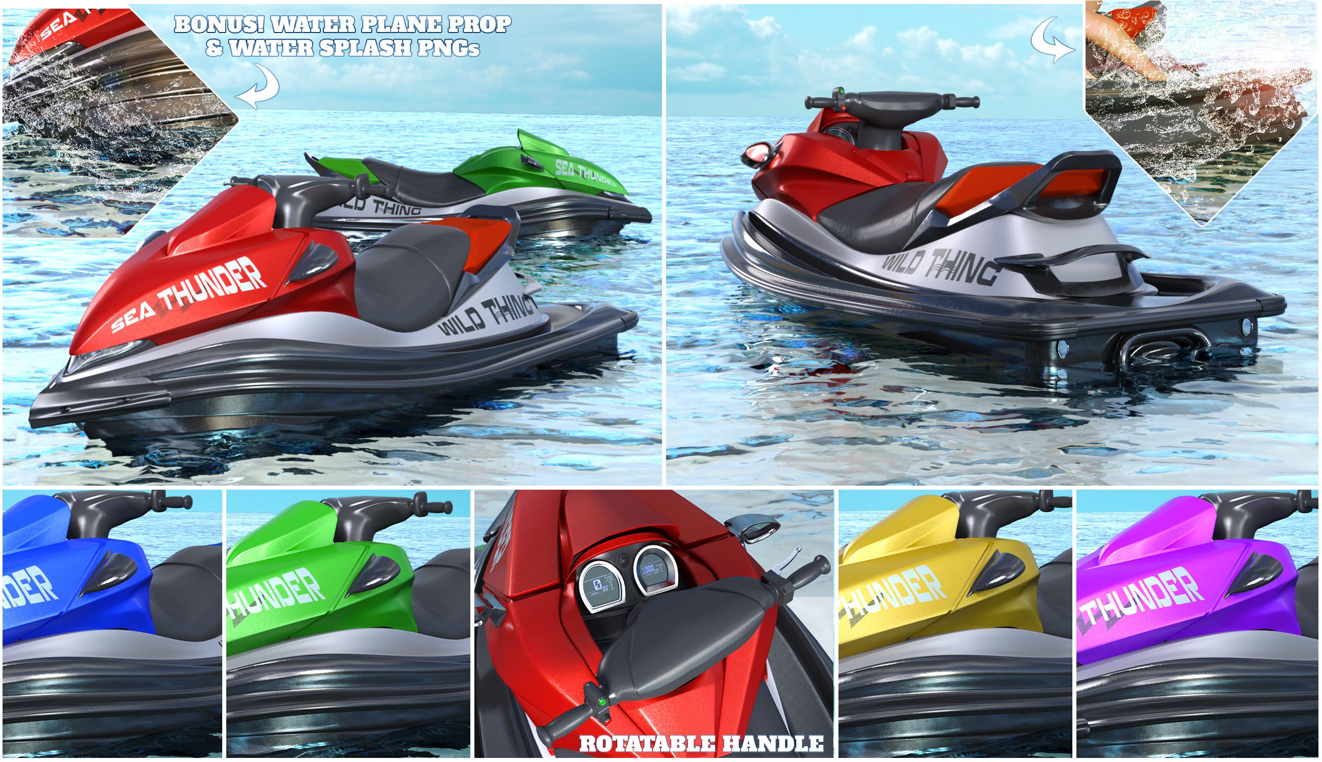 Z Personal Watercraft and Poses for Genesis 3 and 8
