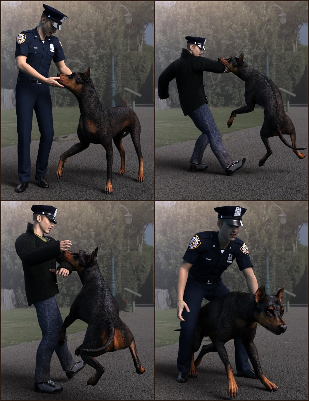 K-9 Unit Poses for Genesis 8 and Daz Dog 8
