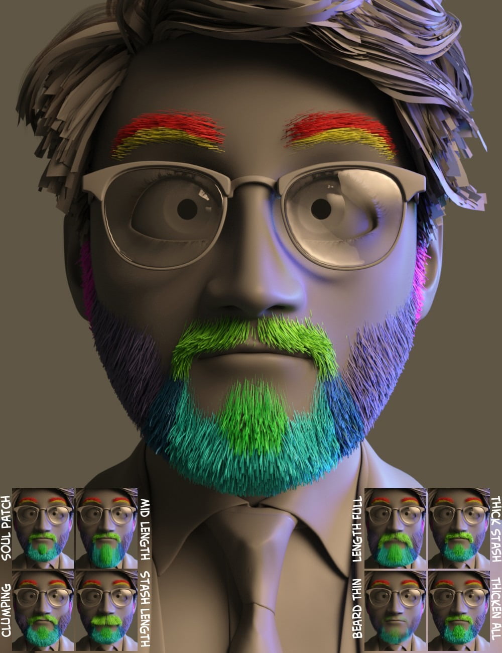 Toon Dad and Fatherly Beard and Accessories for Genesis 8 Male