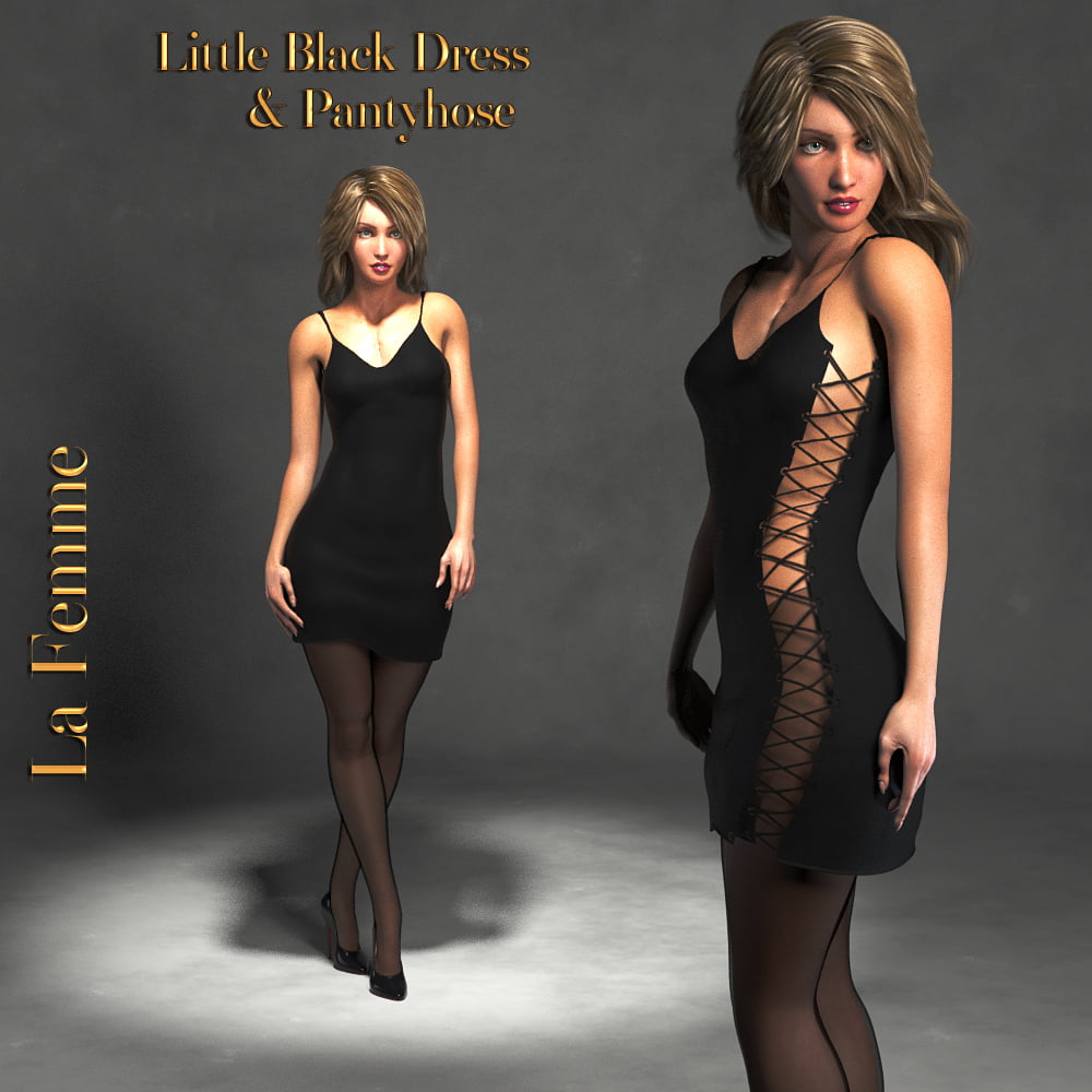 La Femme Little Black Dress and Stockings