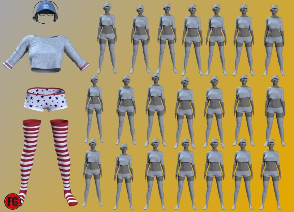 FG Gamer Jammies Outfit for Genesis 8 Female(s)