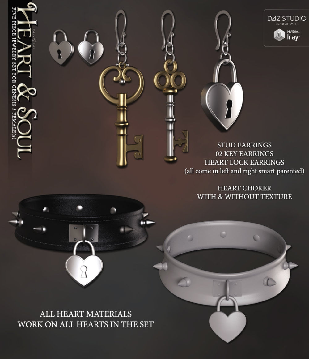 SV's Heart and Soul Jewelry Set for Genesis 3 Female(s)