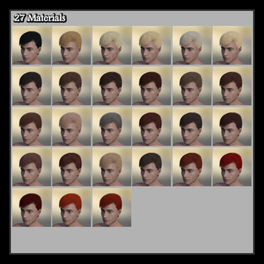 Four Stylings Hair For Genesis 8 Male