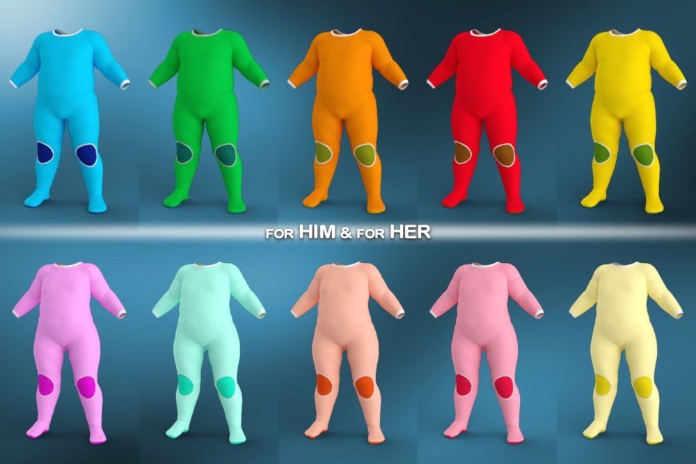 Sleepsuit and Nappy for Genesis 8 Male and Female