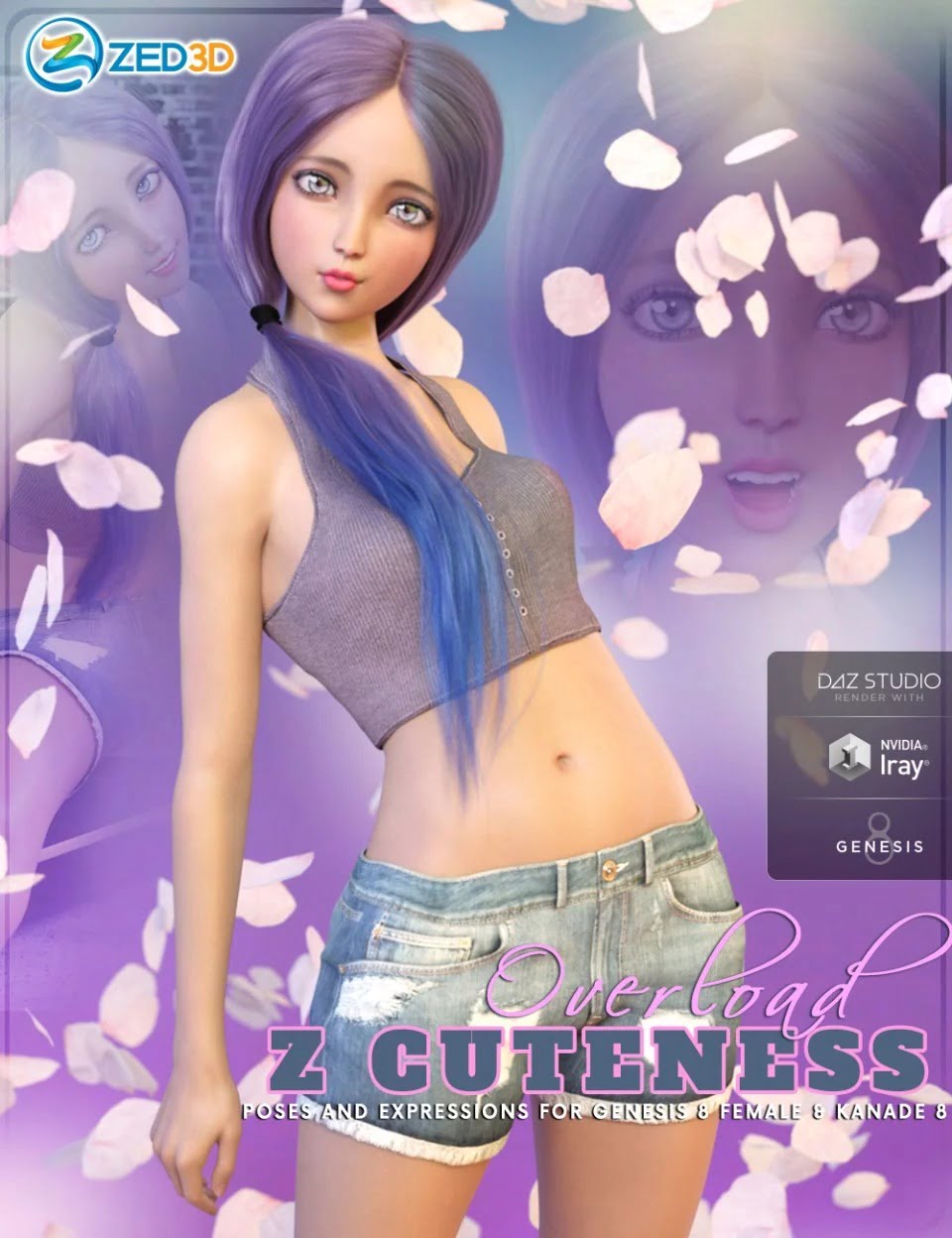 Z Cuteness Overload Poses and Expressions for Genesis 8 Female and Kanade 8