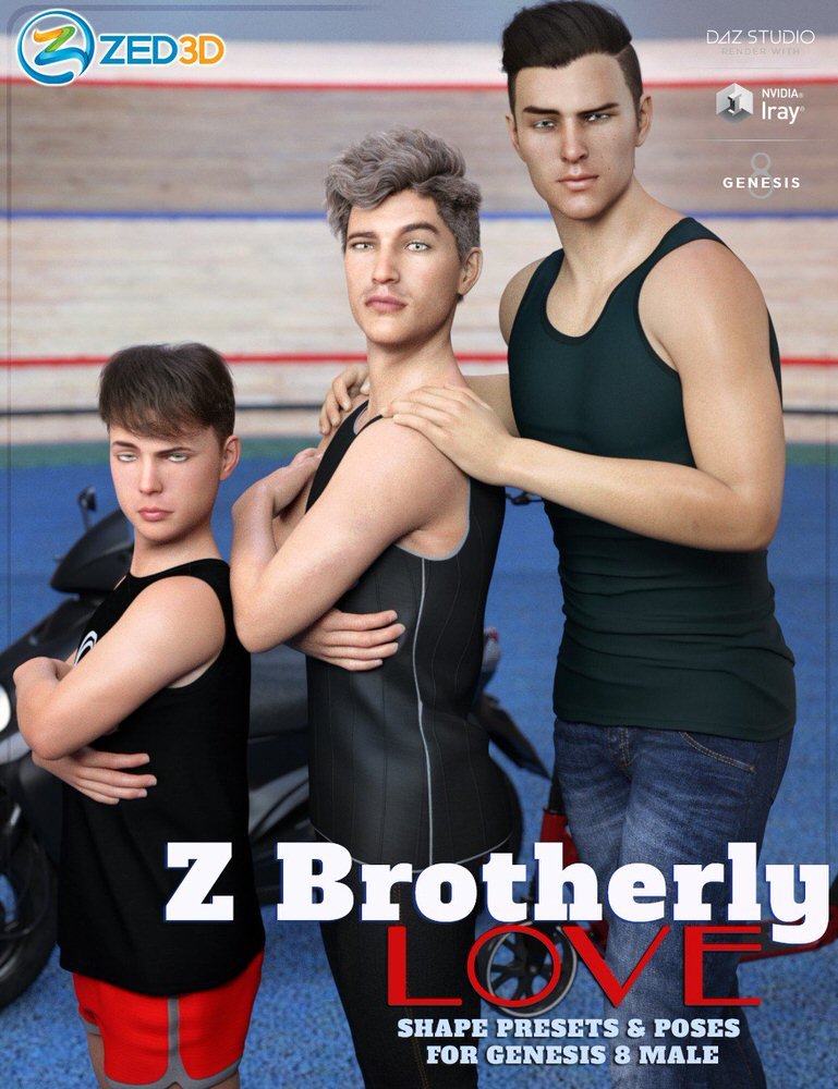 Z Brother Love Shape Presets and Poses for Genesis 8 Male