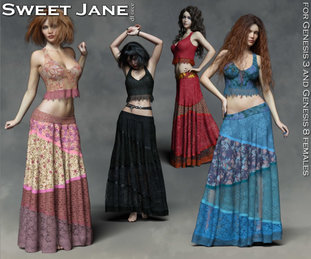 Sweet Jane for Genesis 3 and Genesis 8 Females Sweet Jane for Genesis 3 and Genesis 8 Females