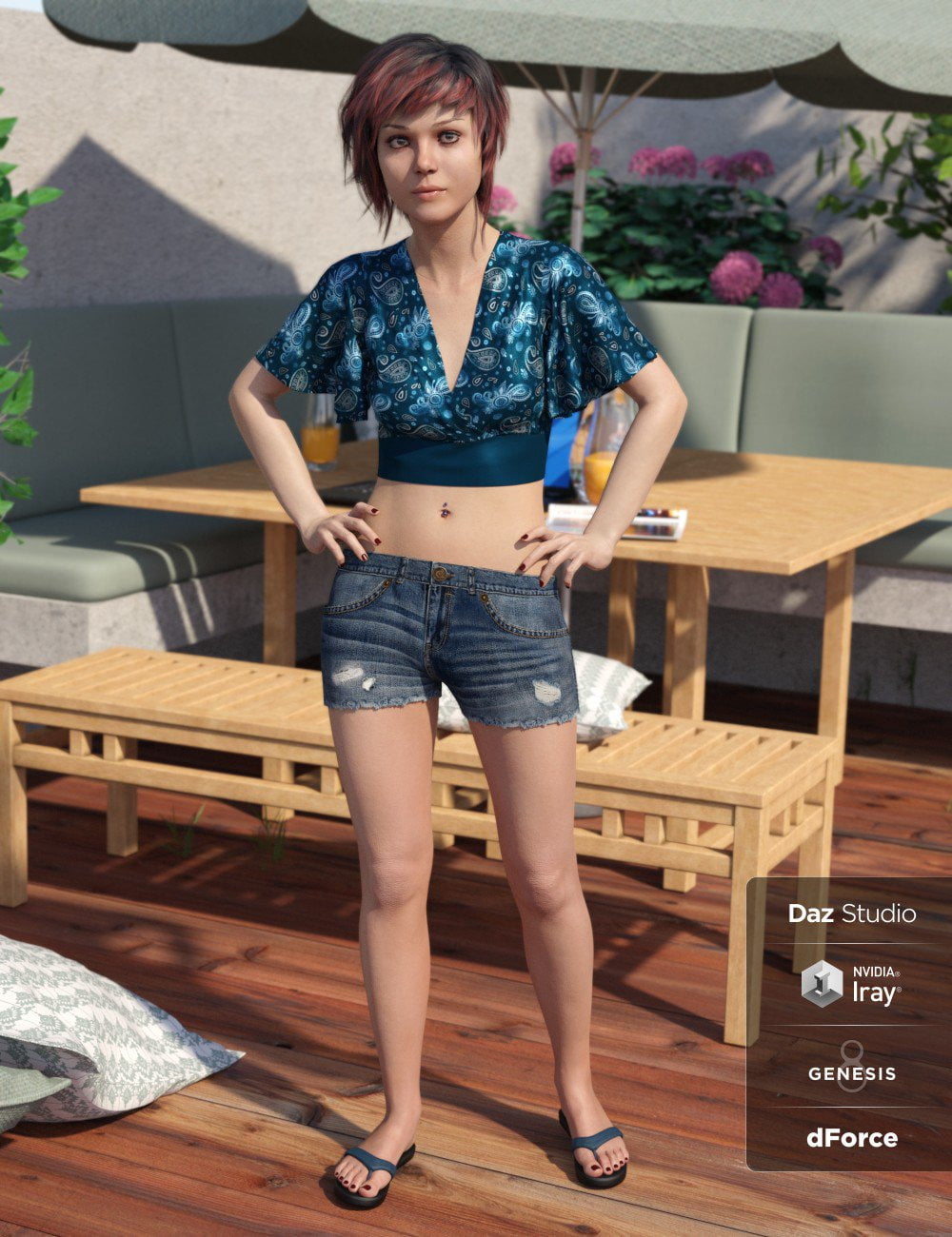 dForce Flutter Sleeve Outfit for Genesis 8 Female(s)