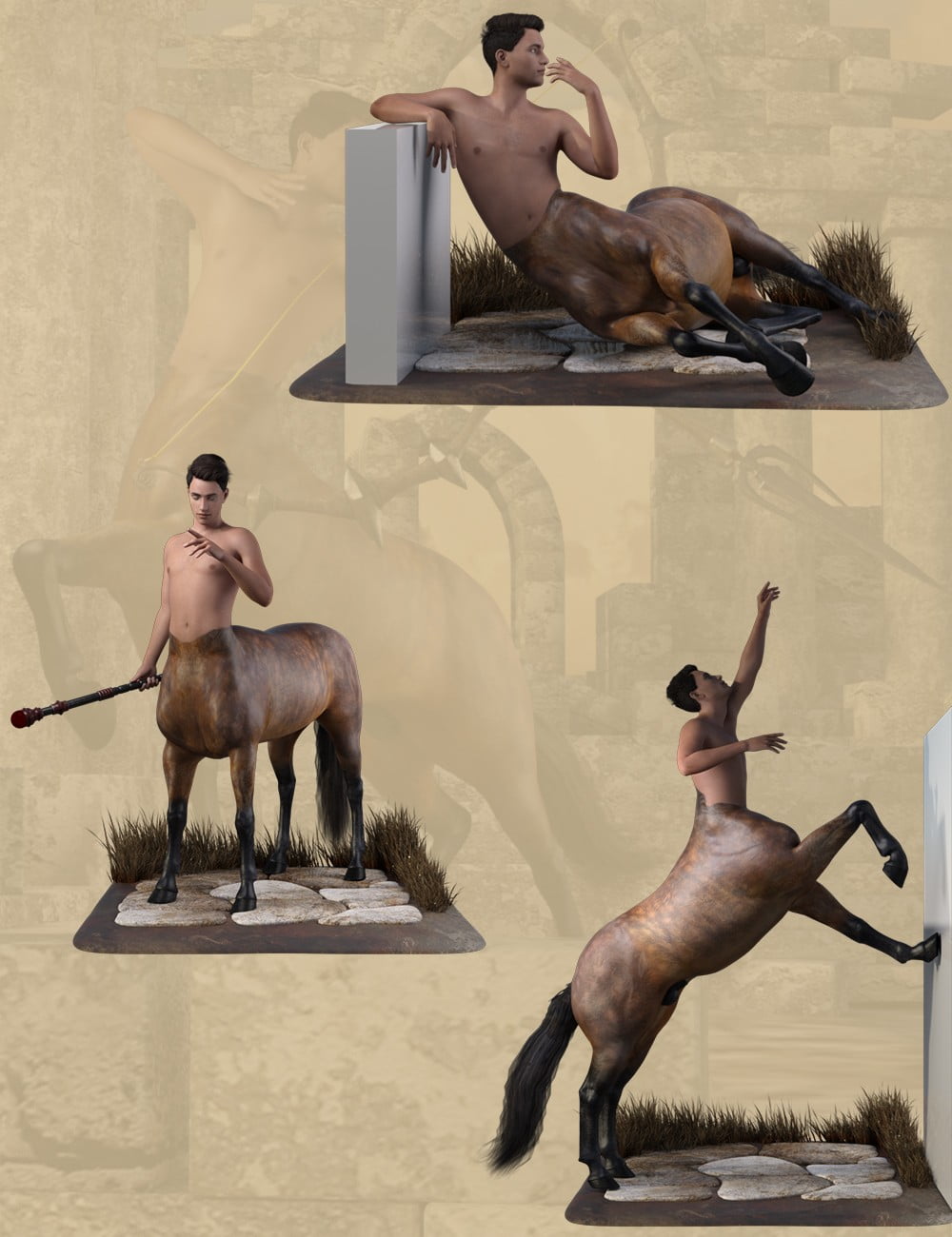 Centaur Action Poses for Genesis 8 Male Centaur