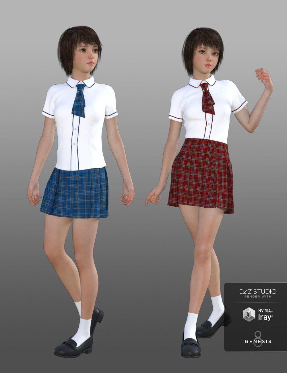 dForce CB School Uniforms for Genesis 8 Female(s) | 3d Models for Daz ...