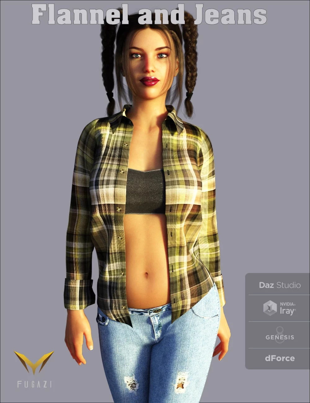 FGF Flannel and Jeans Outfit for Genesis 8 Female(s)