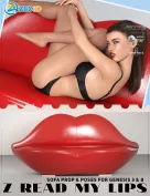 Z Read My Lips Sofa and Poses for Genesis 3 and 8