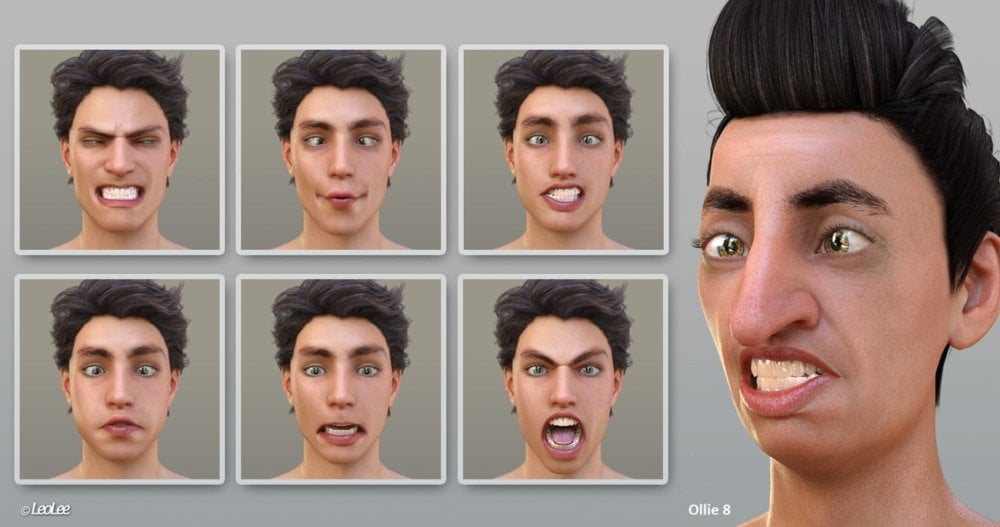 Grimaces - Dialable & One-Click Expressions for Genesis 8 Male