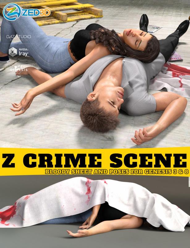 Z Crime Scene Bloody Sheet and Poses for Genesis 3 and 8