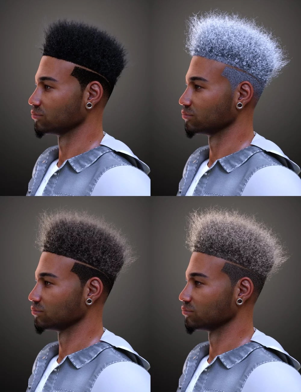 Afro Fade Hair for Genesis 3 and 8