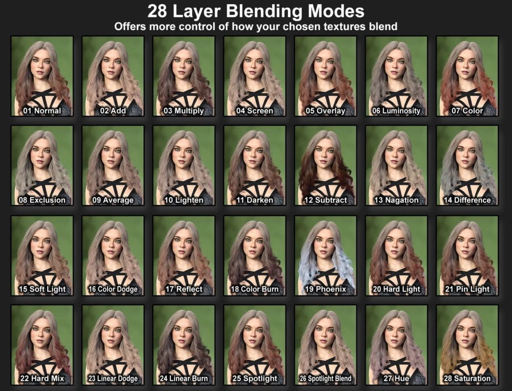 ColorWerks Extreme Hair Texture Blending for Iray and dForce Hair