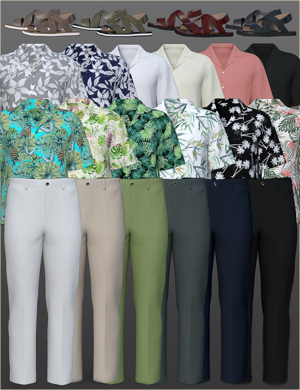 dForce H&C Hawaiian Shirts Outfit for Genesis 8 Male(s)