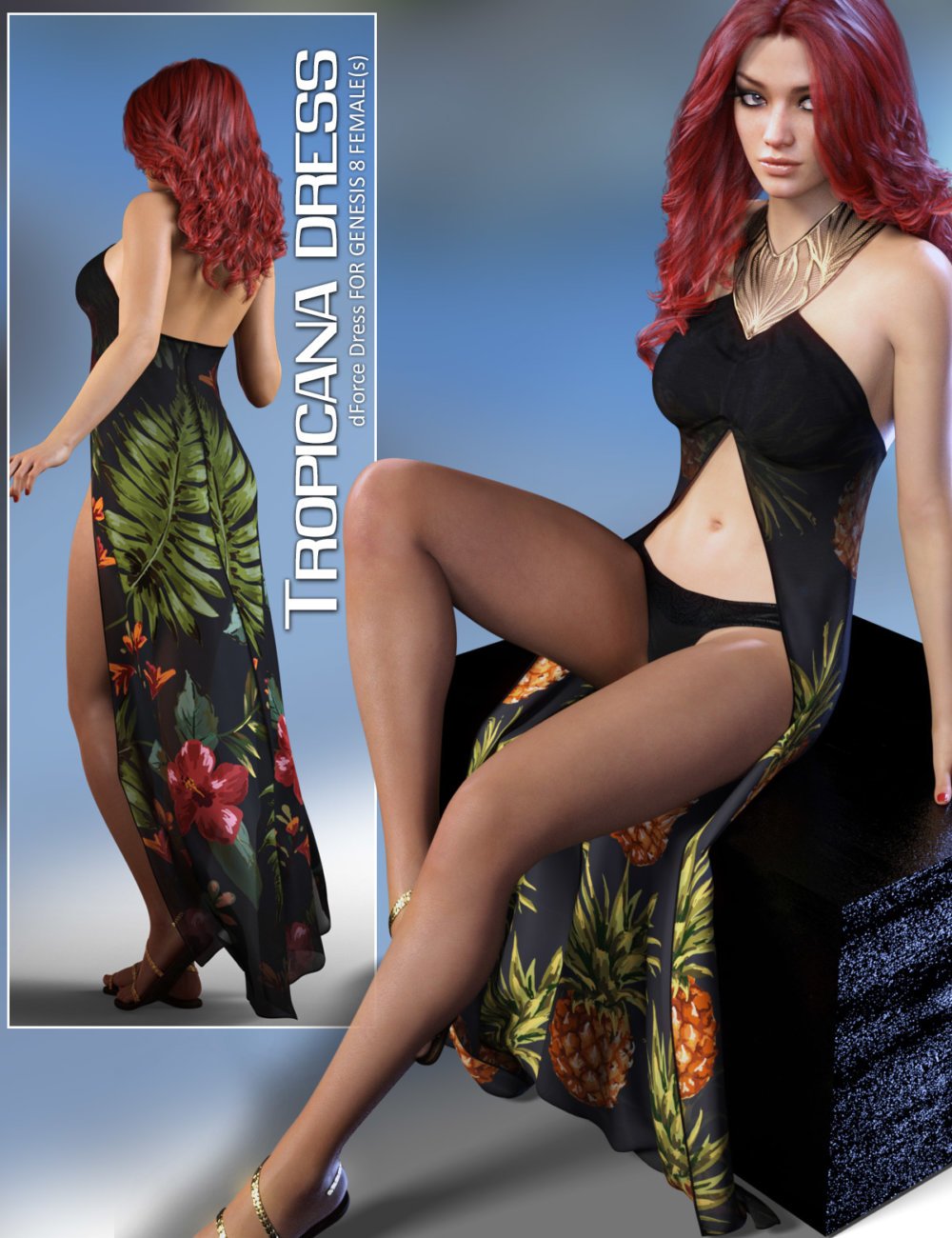 dForce Tropicana Dress for Genesis 8 Females