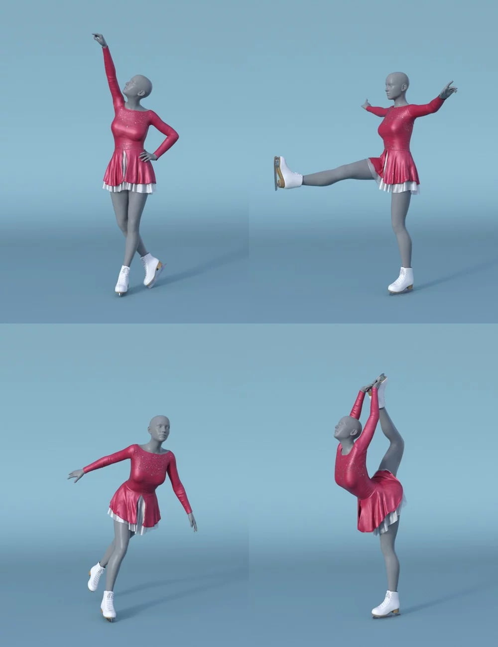 dForce Ice Skating Princess Outfit and Rink for Genesis 8 Female(s)
