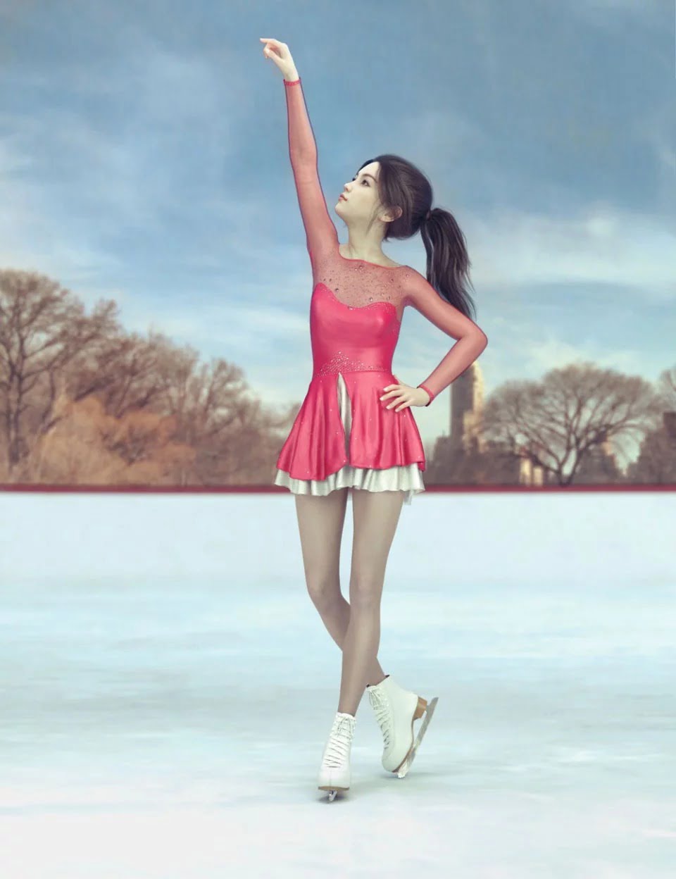 dForce Ice Skating Princess Outfit and Rink for Genesis 8 Female(s)