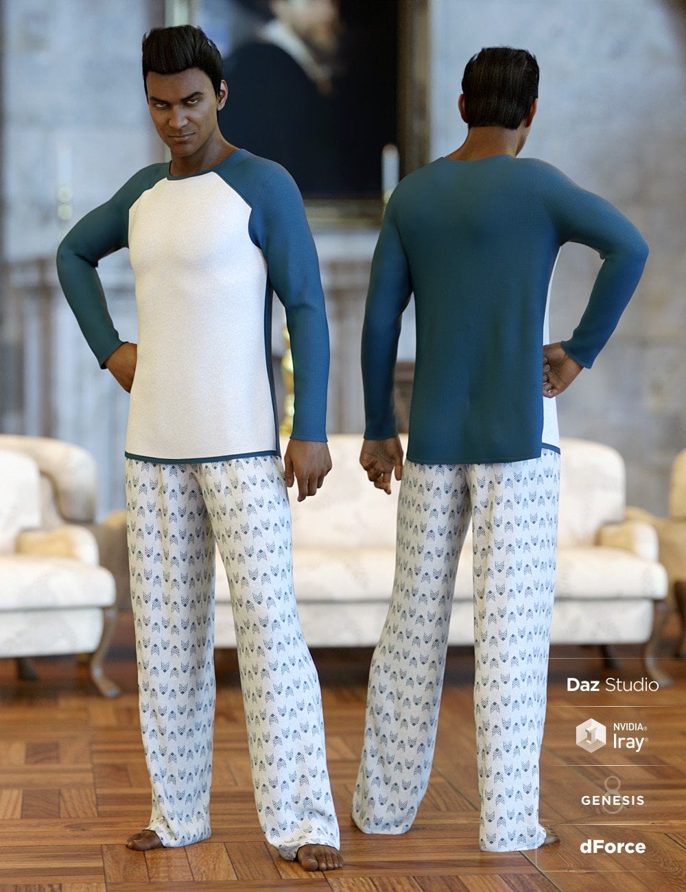 dForce Stellan Lounge Wear for Genesis 8 Male(s)