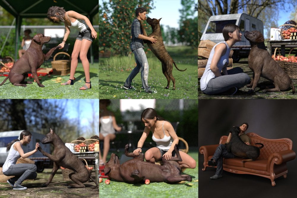 Fun Poses for Daz Dog 8 and Victoria 8 and Michael 8