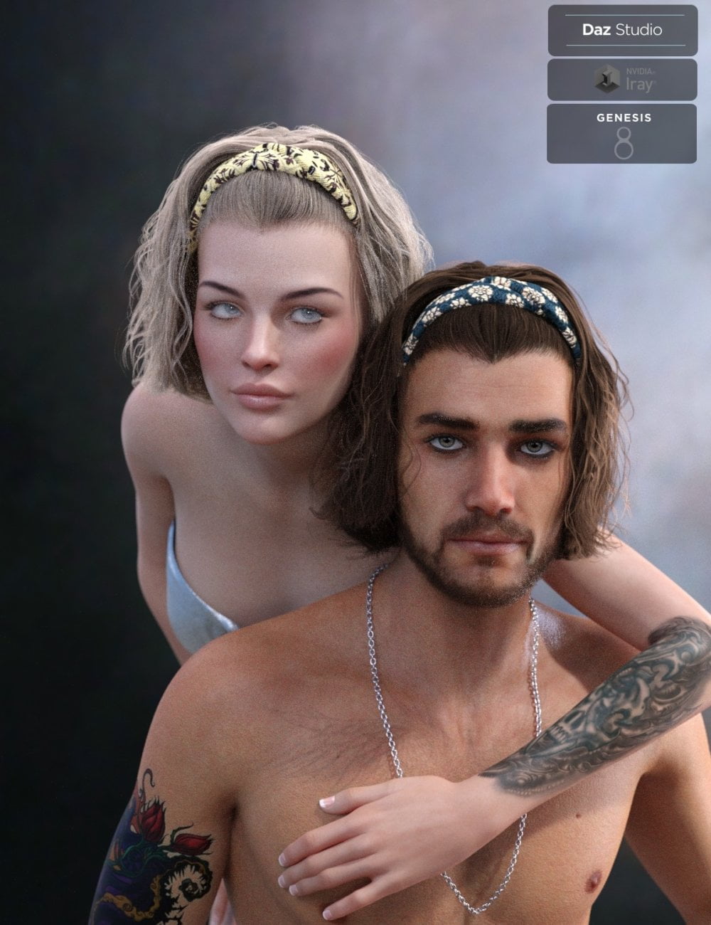 Sayrion Headband Hair Set for Genesis 8 Male(s) and Female(s)