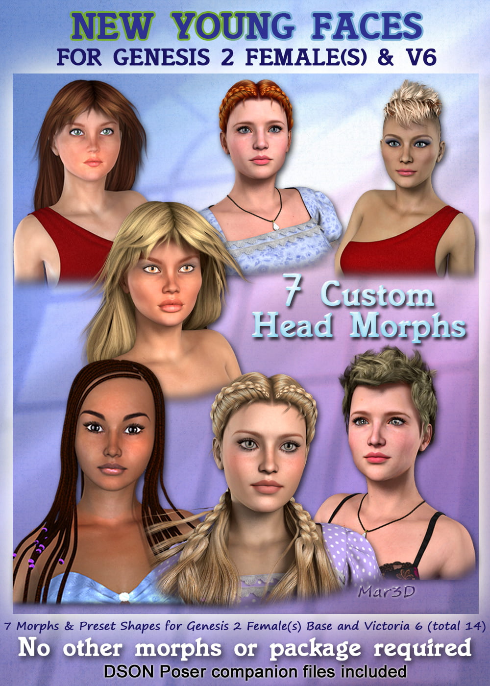 New Young Faces for G2F & V6 Custom Head Morphs