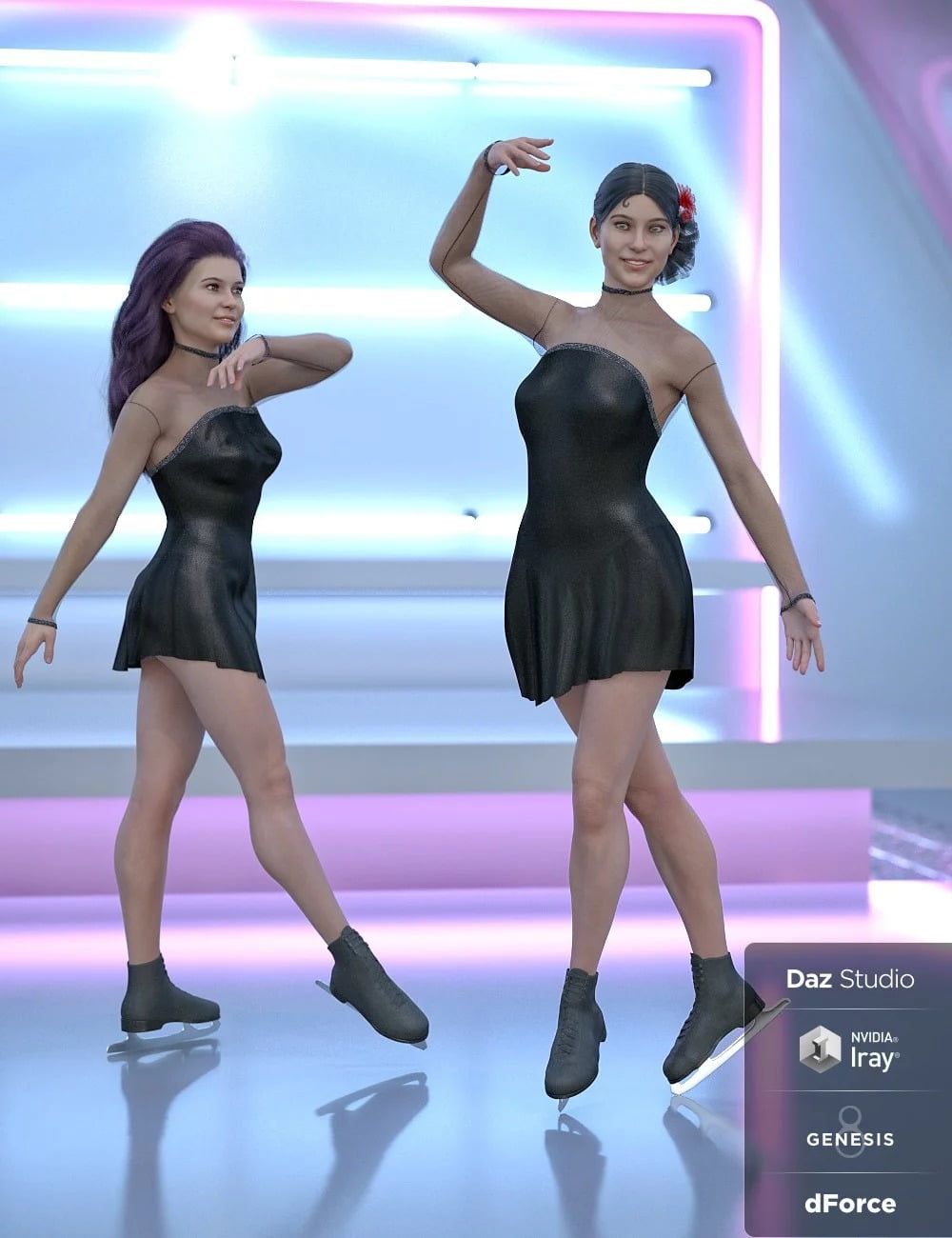 dForce Figure Skater Outfit for Genesis 8 Female(s)