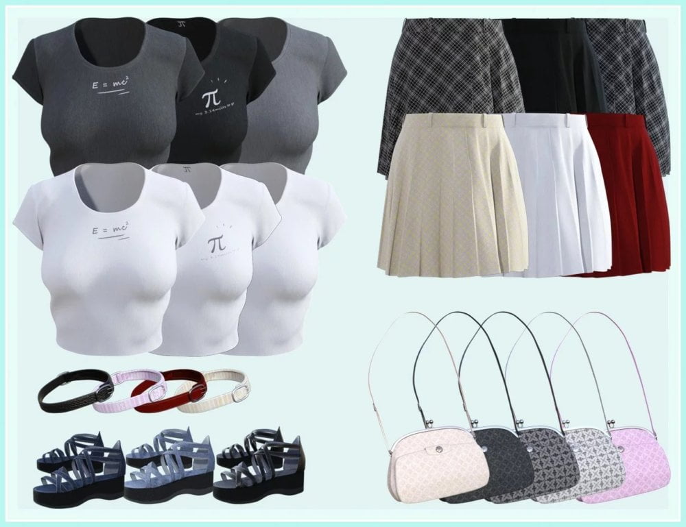 dForce Young Casual Style Outfit for Genesis 8 Female(s)