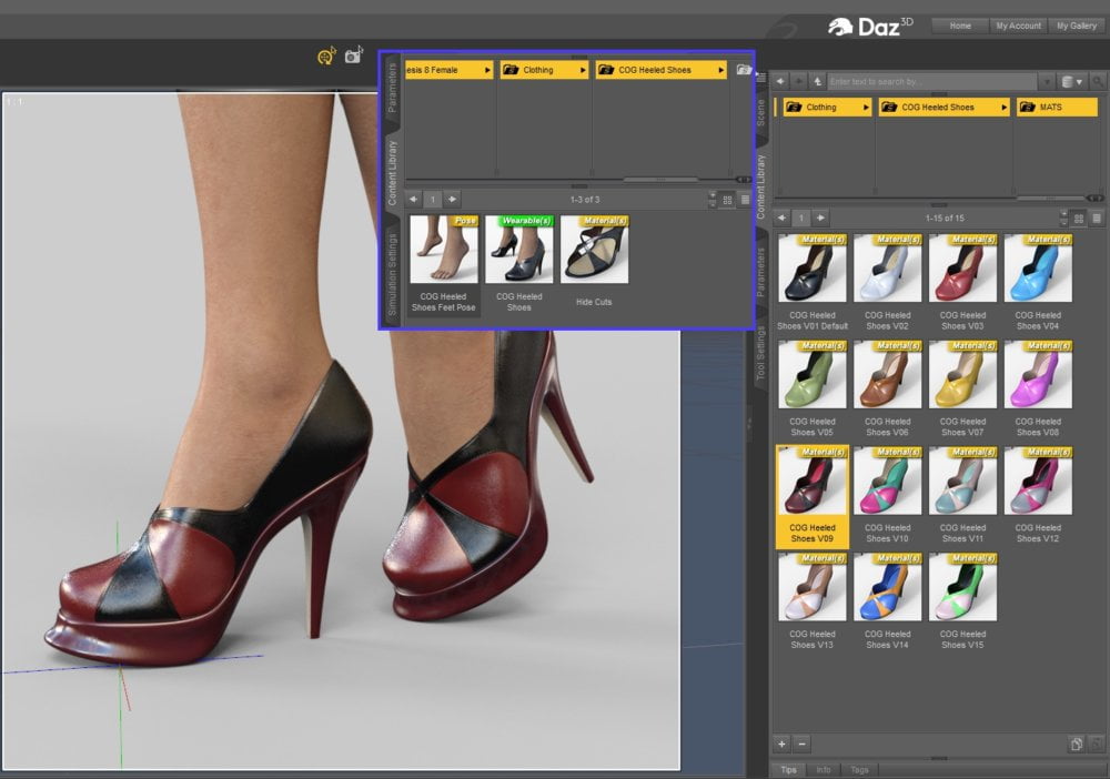 COG Heeled Shoes for Genesis 8 Female(s)