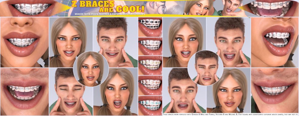 Z Braces are Cool for Genesis 8 Male and Female