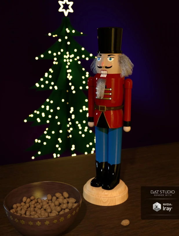 Nutcracker with Strand Based Hair and Bowl with Walnuts