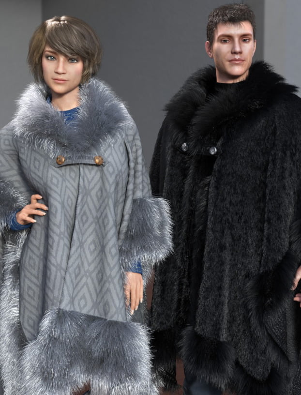 dForce Real Fur Poncho for Genesis 8