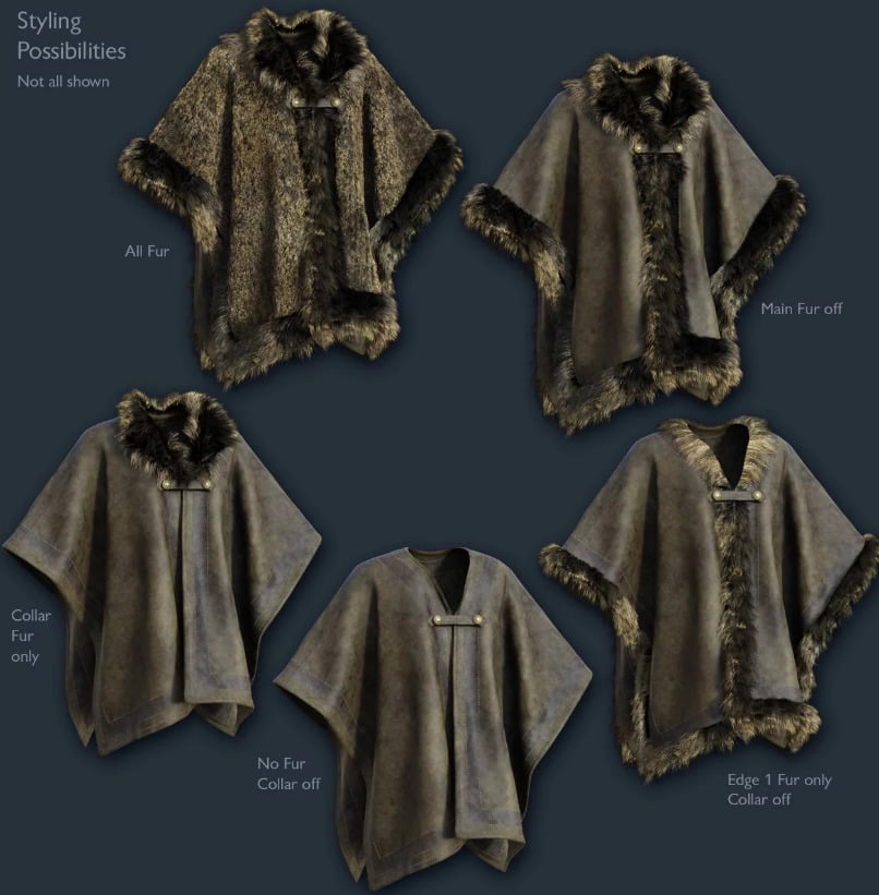 dForce Real Fur Poncho for Genesis 8