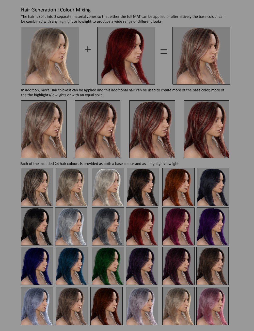 MRL dForce Long Layered Hair for Genesis 8 Female with Colour Mixing