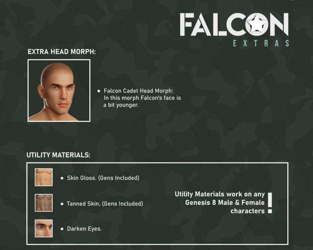 Falcon Character and Hair for Genesis 8 Male