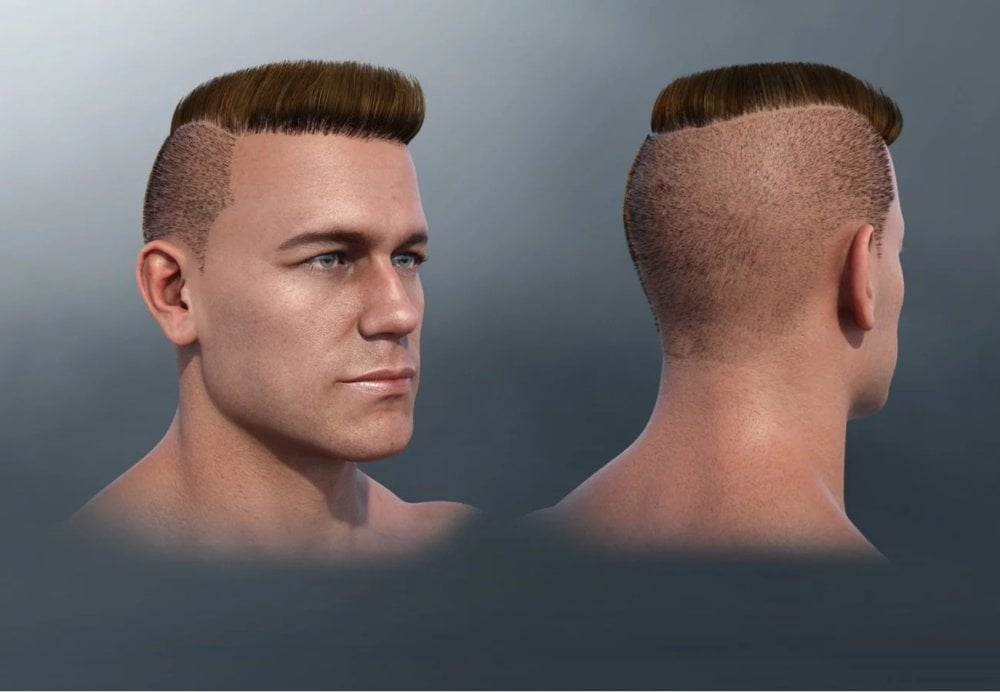 Military Cut Style dForce Hair for Dain 8 and Genesis 8 Male(s)