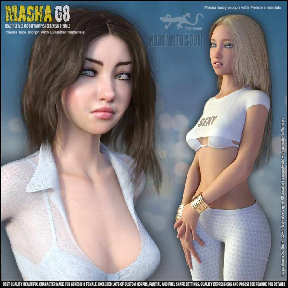Masha - Beautiful Face and Body morphs for Genesis 8