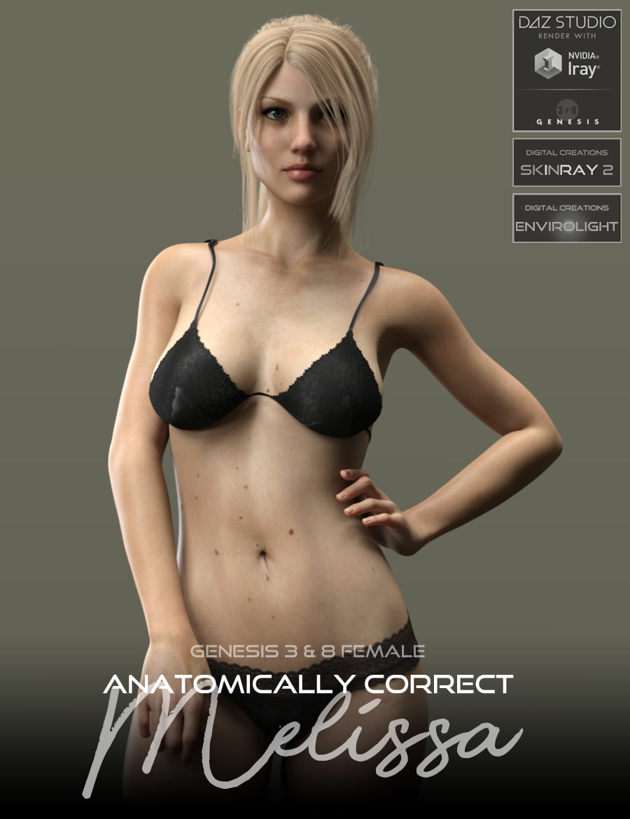 Anatomically Correct: Melissa for Genesis 3 and Genesis 8 Female