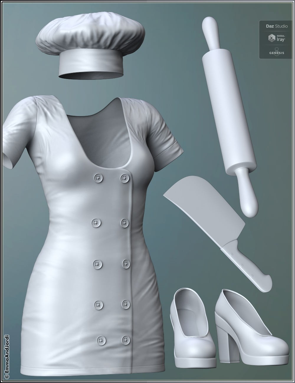Good and Evil Chef Outfit And Poses For Genesis 8 Female(s)